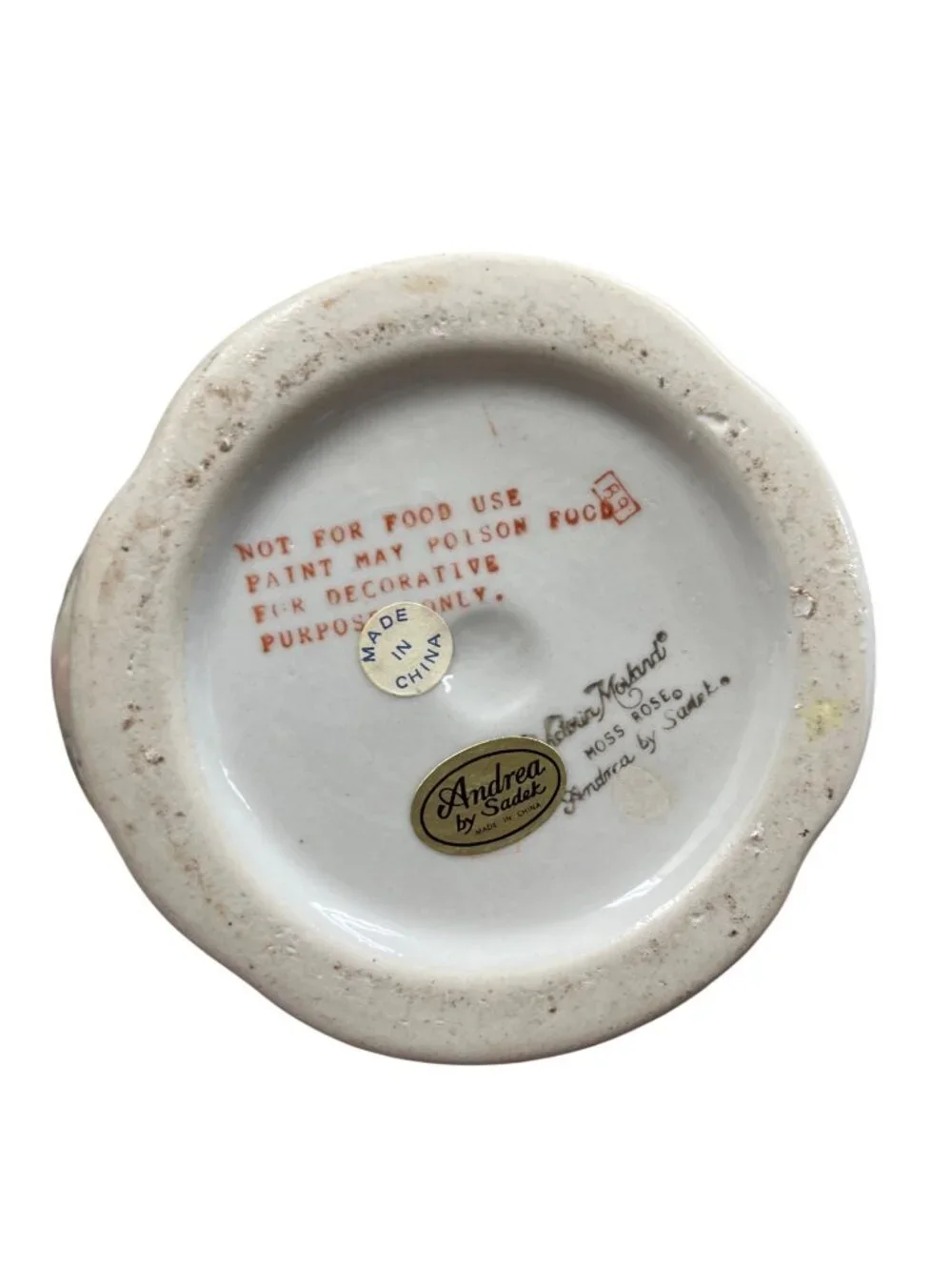 Andrea by Sedak Victoria moss rose vintage ceramic 12.5